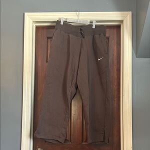 Nike Wide Leg Pants Brown with White Swoosh